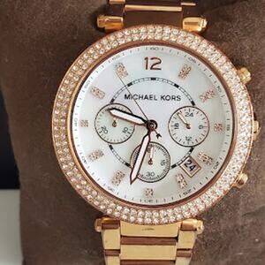 Michael Kors Women's Parker Rose Gold Chronograph Watch with‎ Crystals MK5491